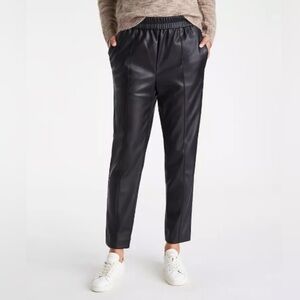 Ann Taylor Black Faux Leather Pull-on Ankle Pants - M